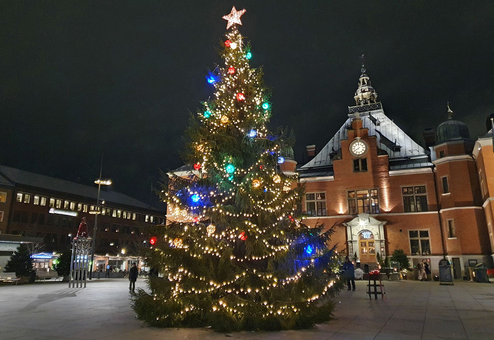 Julgran, Rådhuset, kväll